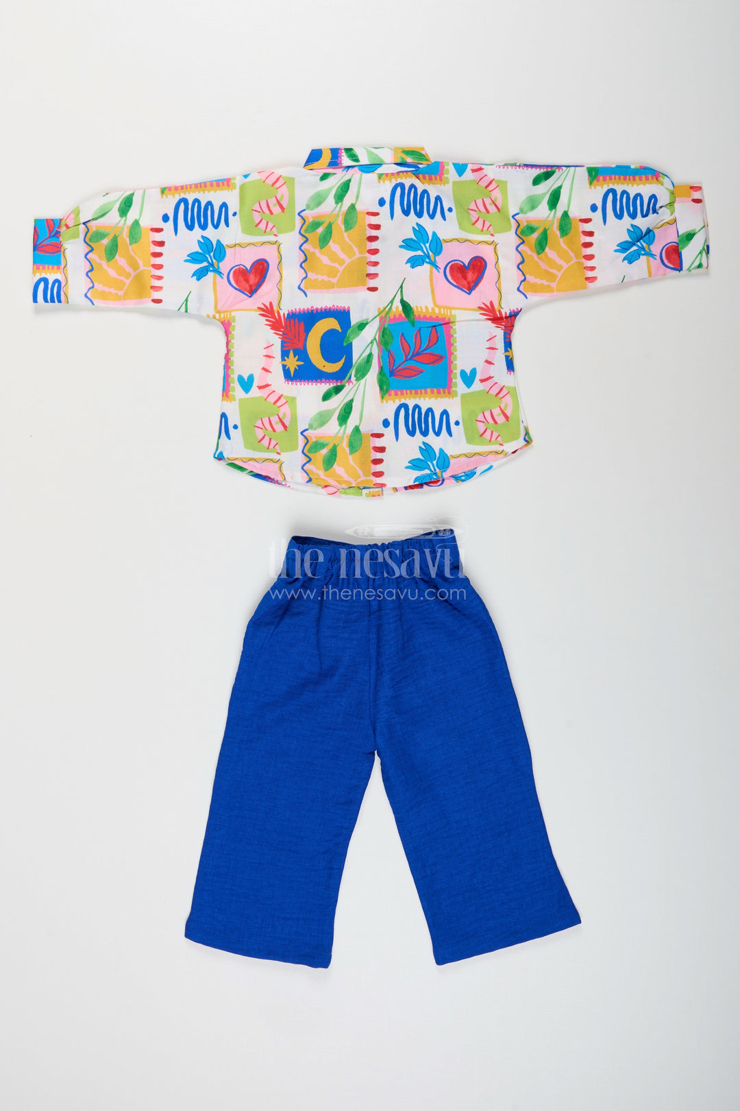 The Nesavu Girls Casual Set Girls printed shirt and pant set for playful everyday looks Nesavu Nesavu girls cotton printed shirt pant set  playful everyday outfit fun outings