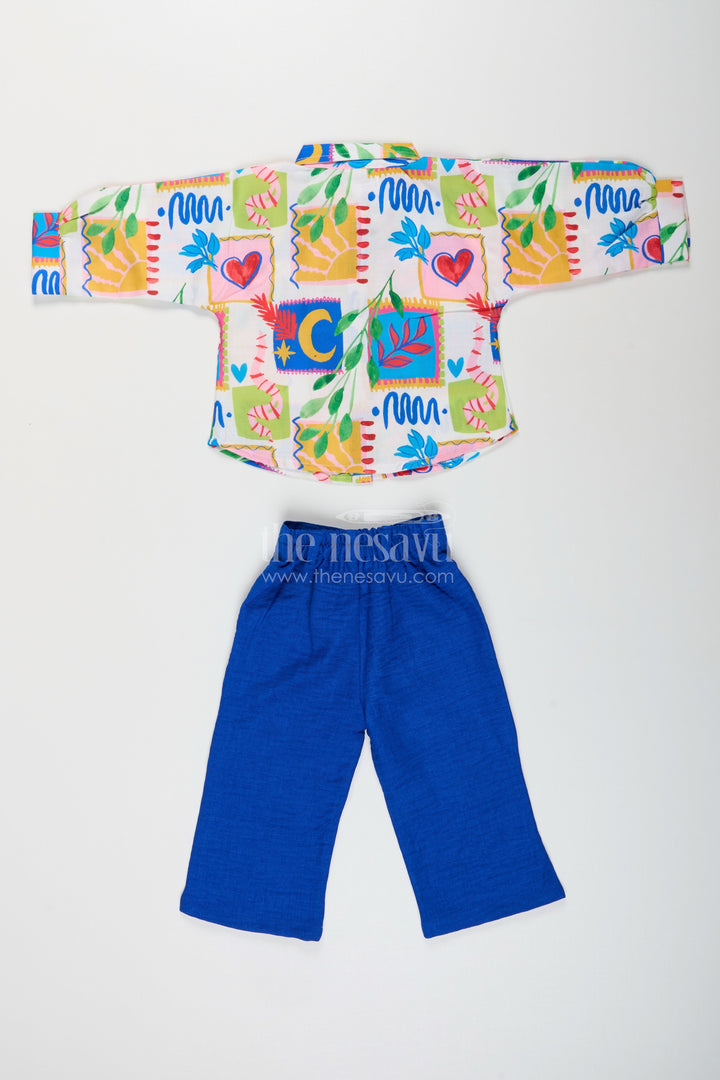 The Nesavu Girls Casual Set Girls printed shirt and pant set for playful everyday looks Nesavu Nesavu girls cotton printed shirt pant set  playful everyday outfit fun outings