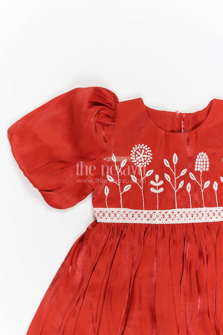 The Nesavu Girls Cotton Frock Girls Puff Sleeve Frock for Birthdays and Festive Occasions Nesavu Nesavu Girls Organza Puff Sleeve Frock For Birthdays And Festive Family Occasions