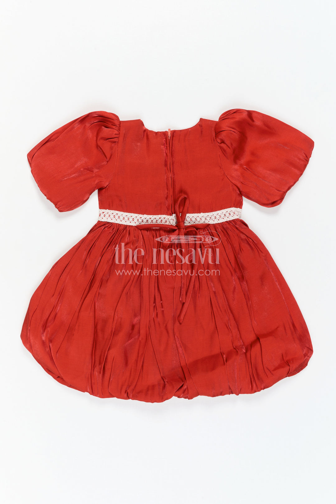 The Nesavu Girls Cotton Frock Girls Puff Sleeve Frock for Birthdays and Festive Occasions Nesavu Nesavu Girls Organza Puff Sleeve Frock For Birthdays And Festive Family Occasions