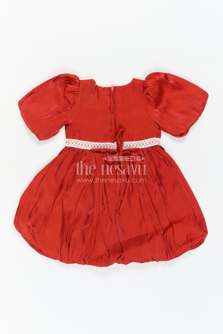 The Nesavu Girls Cotton Frock Girls Puff Sleeve Frock for Birthdays and Festive Occasions Nesavu Nesavu Girls Organza Puff Sleeve Frock For Birthdays And Festive Family Occasions