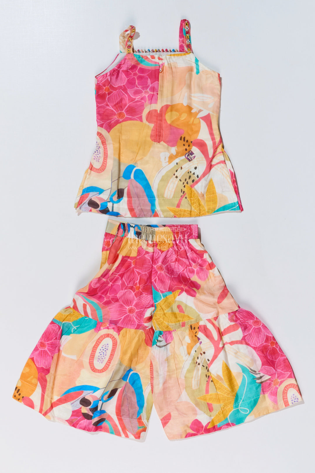 The Nesavu Girls Sharara / Plazo Set Girls Pure Muslin Silk Digital Printed Kurti with Sharara Set for Festive and Ethnic Wear Nesavu Nesavu Girls Pure Muslin Silk Digital Printed Kurti Stylish Sharara Festive Wear
