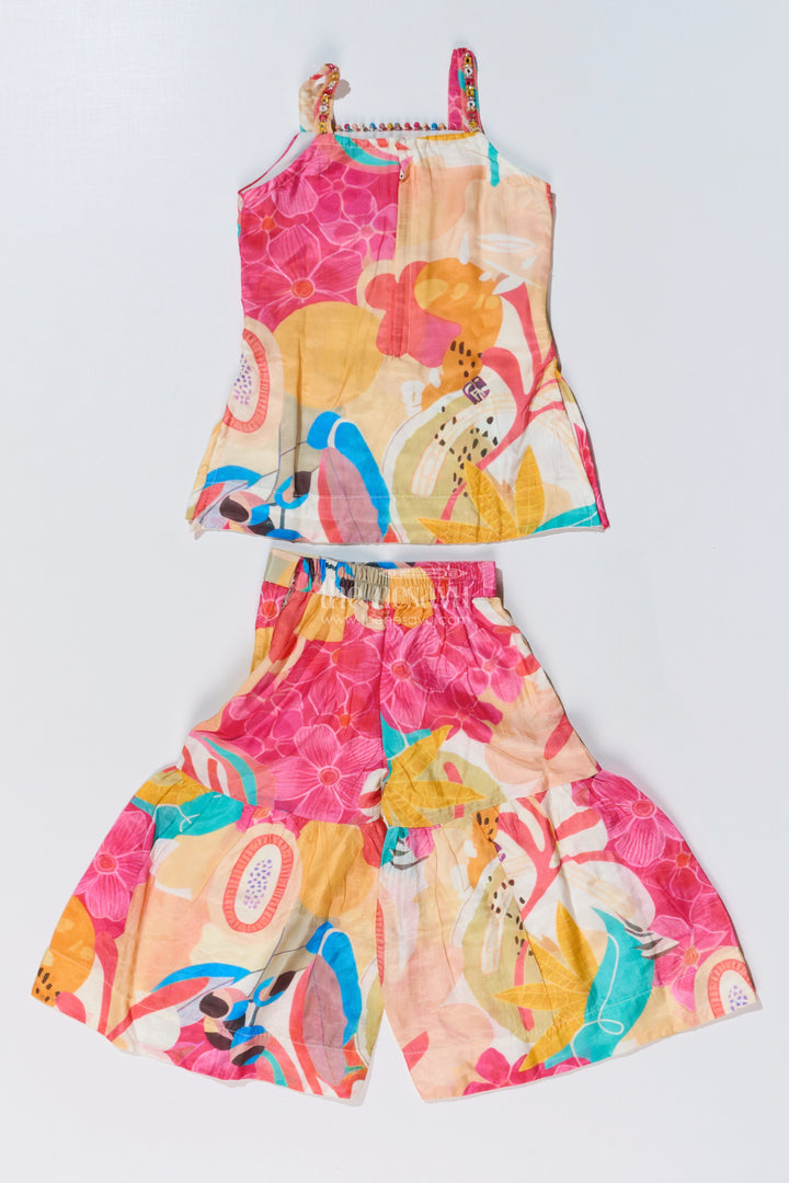The Nesavu Girls Sharara / Plazo Set Girls Pure Muslin Silk Digital Printed Kurti with Sharara Set for Festive and Ethnic Wear Nesavu Nesavu Girls Pure Muslin Silk Digital Printed Kurti Stylish Sharara Festive Wear