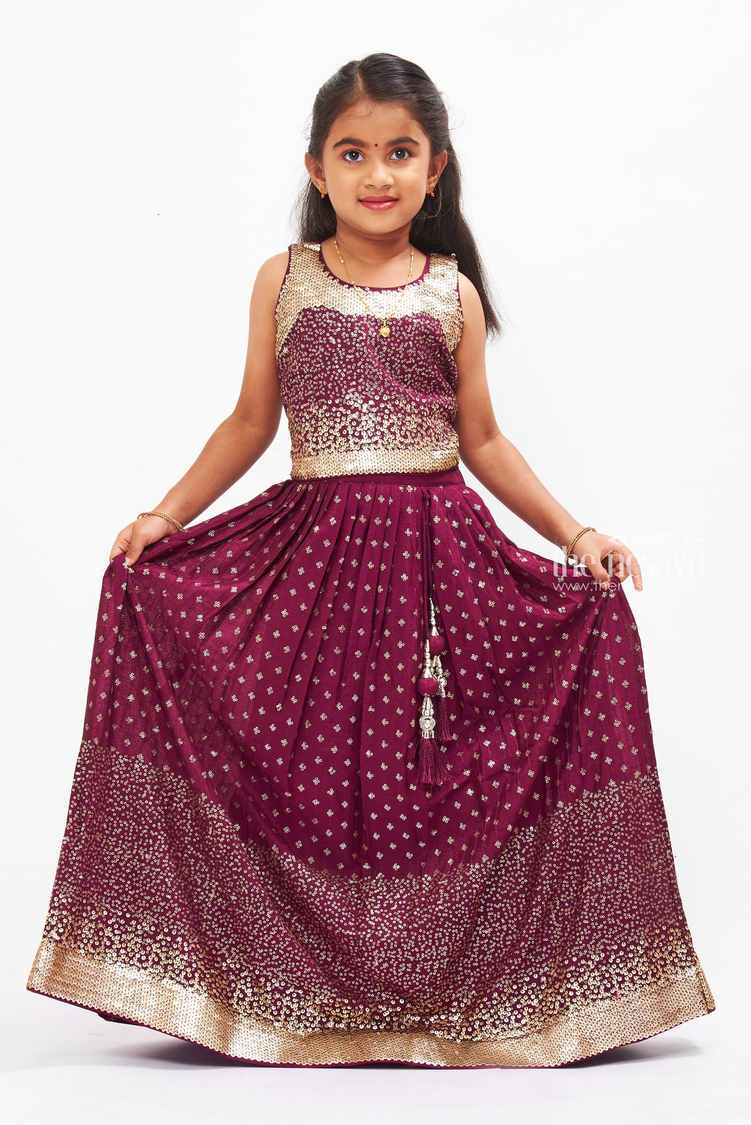 The Nesavu Girls Lehenga Choli Girls Purple Lehenga Choli with Dupatta - Traditional Elegance Redefined Nesavu Buy Girls Lehenga Choli Online | Purple Lehenga Dress with Dupatta | The Nesavu