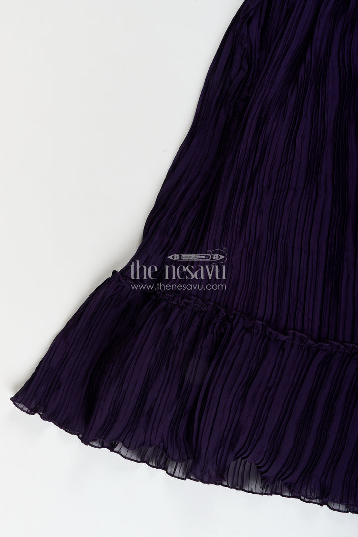 The Nesavu Girls Party Gown Girls purple party gown with butterfly embellished bodice Nesavu Nesavu girls purple georgette party gown butterfly embellished bodice birthdays weddings