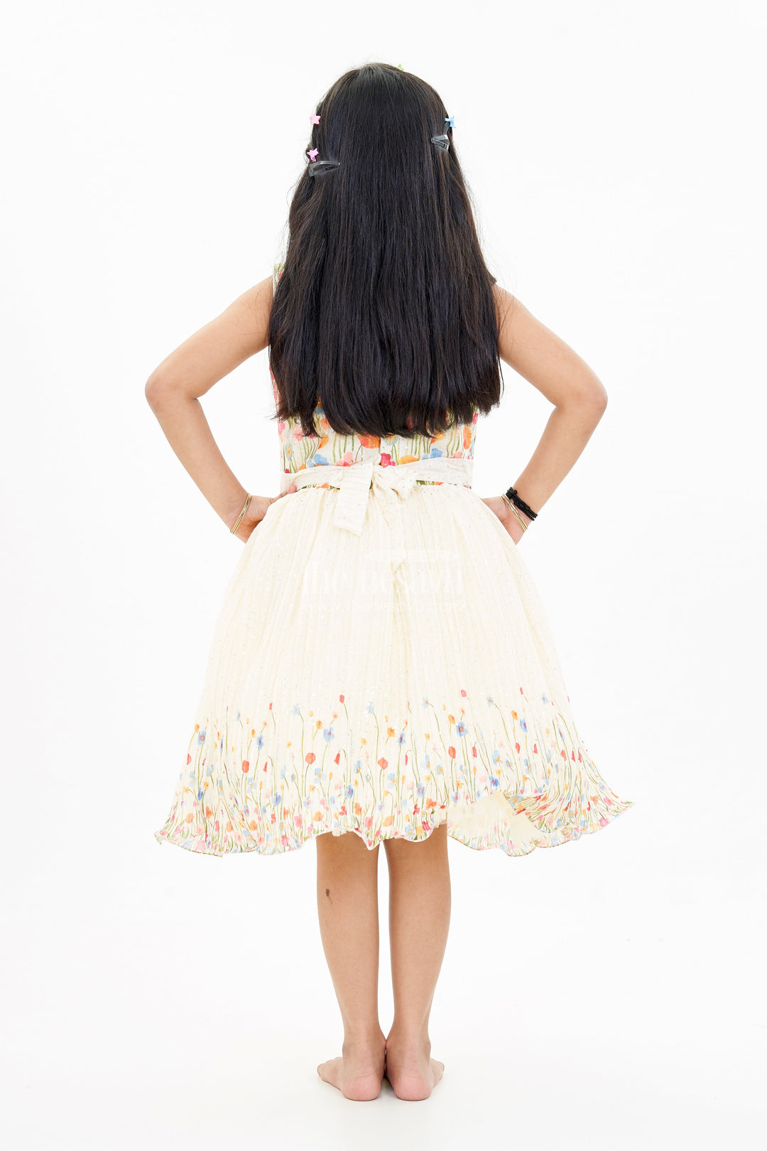 The Nesavu Silk Party Frock Girls Raw Silk Dresses Frocks with Floral Digital Print and Embellished Bodice for a Stylish Look Nesavu Nesavu Girls Raw Silk Dresses Frocks Floral Digital Print Embellished Bodice
