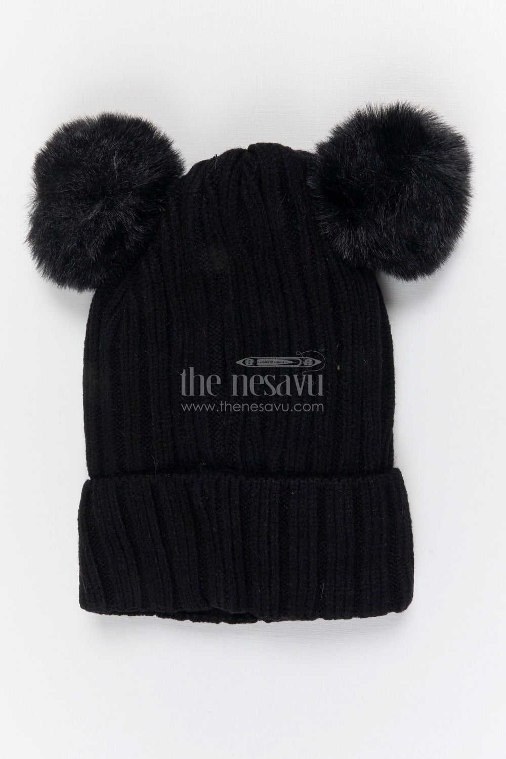 The Nesavu Baby Accessories Girls Rib Knit Beanie Cap for Everyday Street Style Nesavu Black / Rib Knit IA001E-8 Nesavu Girls Black Rib Knit Beanie Cap For Stylish Daily Wear | New Born To 6 Months