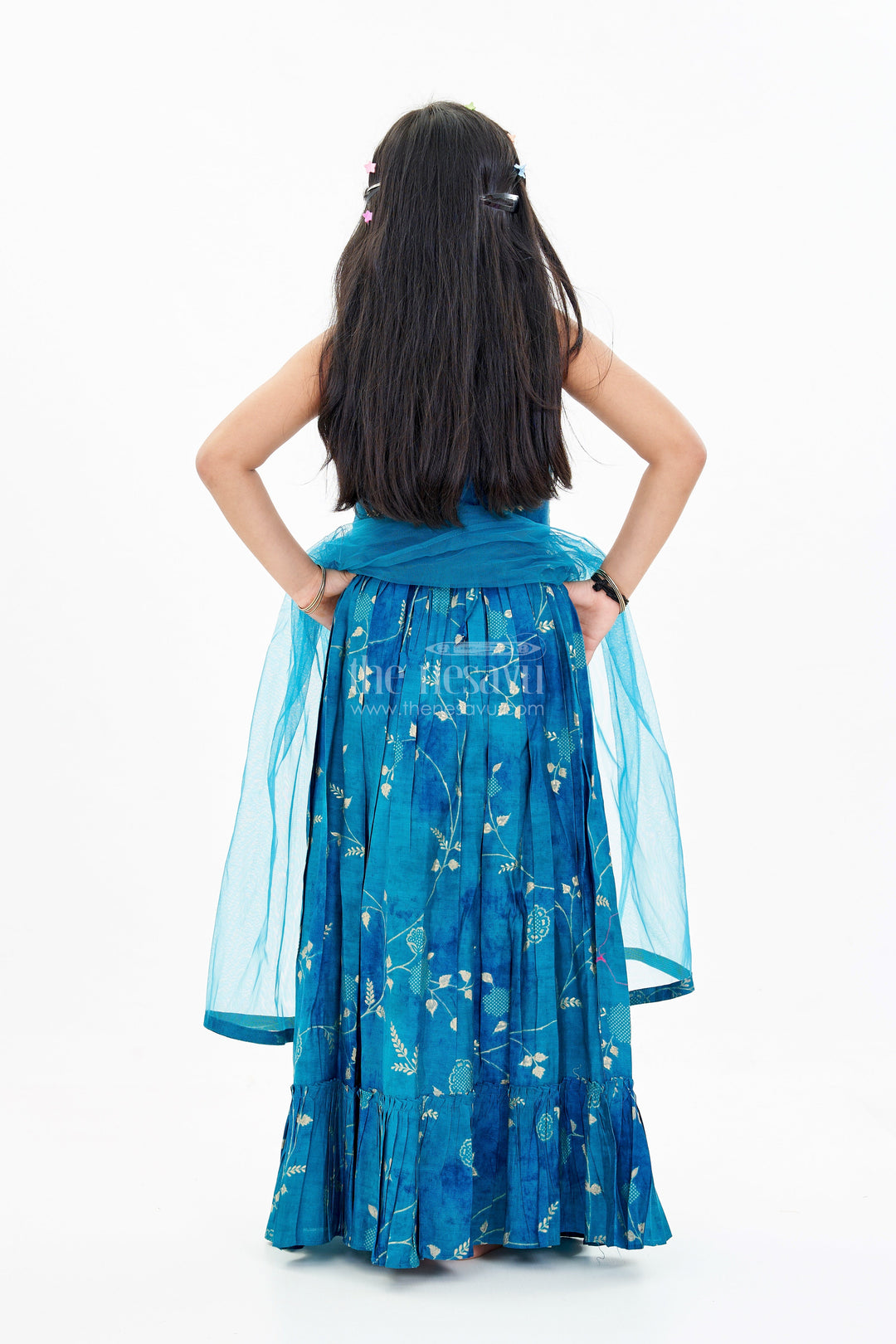 The Nesavu Girls Lehenga Choli Girls Royal Blue Colour Lehenga with Embellished Choli and Tassel Accents Nesavu Nesavu Girls Royal Blue Colour Lehenga Embellished Choli Tassel Accents