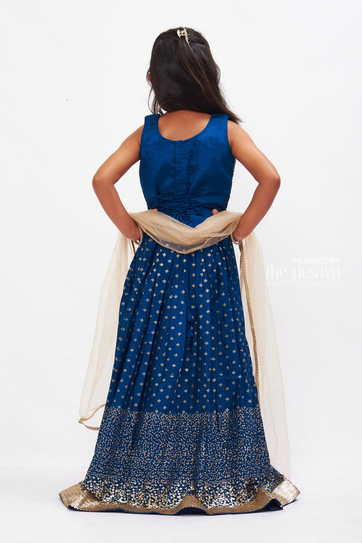 The Nesavu Girls Lehenga Choli Girls Royal Blue Lehenga Choli with Sparkling Accents - Festive Couture Nesavu Buy Girls Blue Lehenga Choli Online | Festive Lehenga with Dupatta | The Nesavu