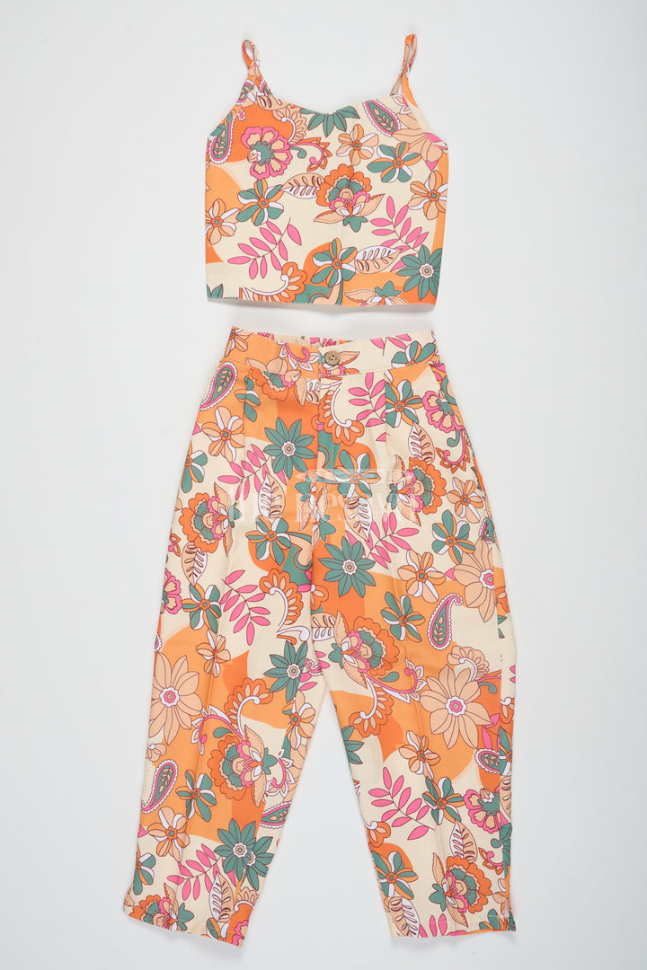 The Nesavu Girls Sharara / Plazo Set Girls Semi Flax Co-ord Set Multicolor Diwali Dresses Nesavu Nesavu Girls Multicolor Semi Flax Co-ord Set Blazer Diwali Dresses