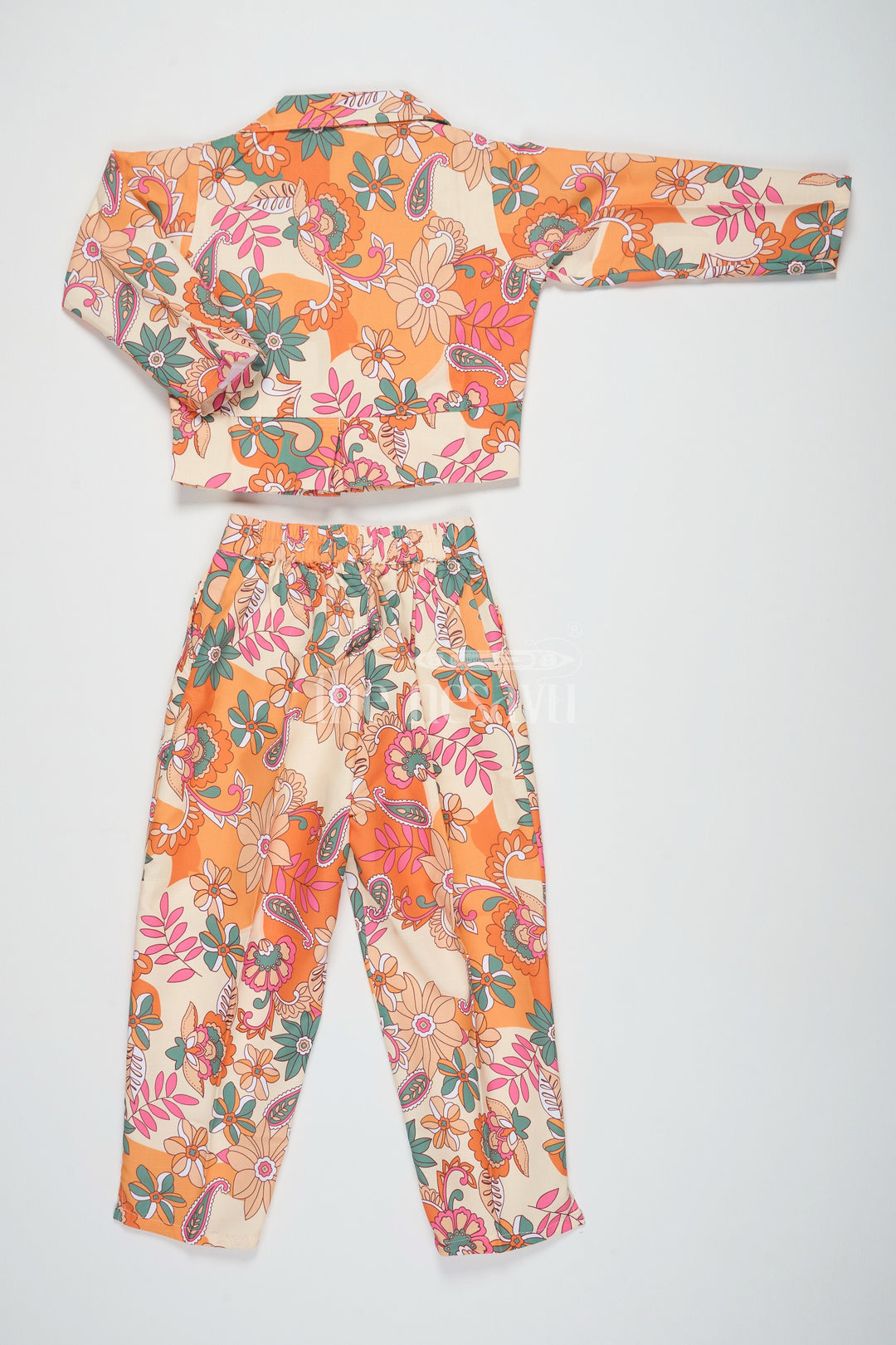 The Nesavu Girls Sharara / Plazo Set Girls Semi Flax Co-ord Set Multicolor Diwali Dresses Nesavu Nesavu Girls Multicolor Semi Flax Co-ord Set Blazer Diwali Dresses