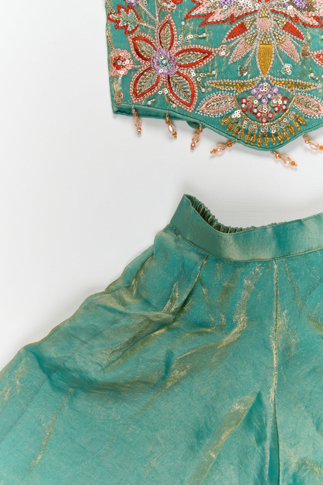 The Nesavu Girls Sharara / Plazo Set Girls Sharara and Dupatta Set with Embellished Yoke for Festive Functions Nesavu Nesavu festive sharara set for girls with embellished yoke and dupatta – perfect for weddings and ethnic events