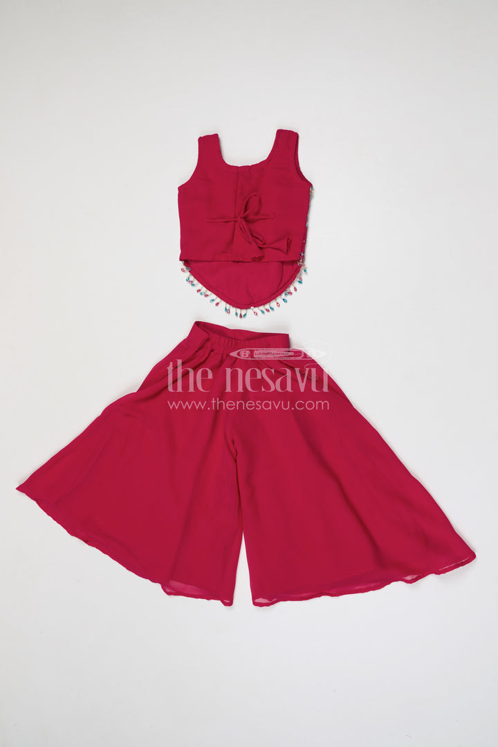 The Nesavu Girls Sharara / Plazo Set Girls Sharara for Festive Celebrations and Family Events Nesavu Nesavu girls sharara set for festive celebrations and weddings georgette outfit with designer yoke