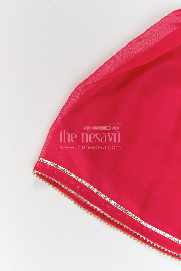 The Nesavu Girls Sharara / Plazo Set Girls Sharara for Wedding Functions and Festive Celebrations Nesavu Nesavu Girls Sharara Set With Embroidery For Wedding Functions And Festive Wear In Soft Viscose Cotton
