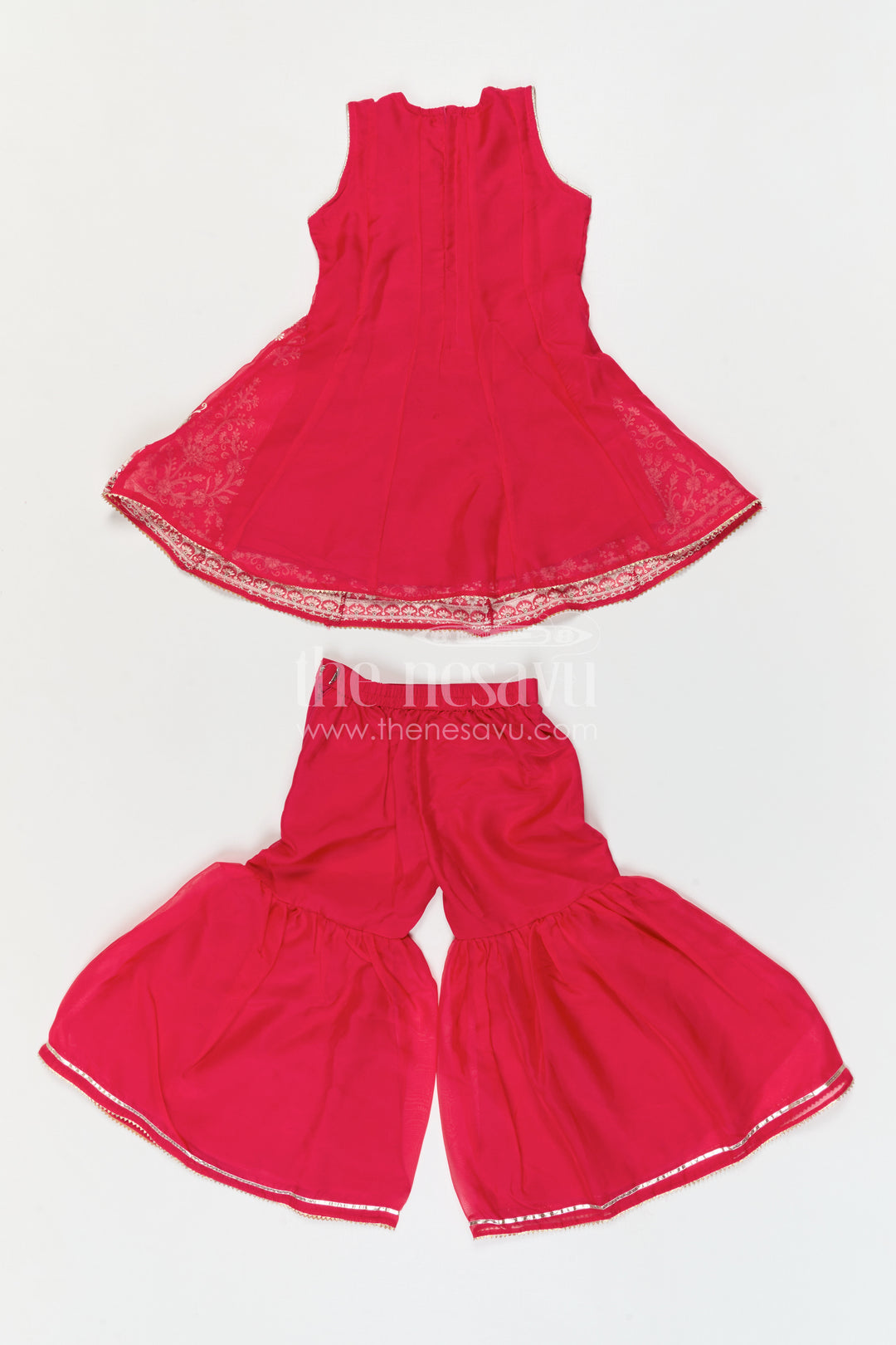 The Nesavu Girls Sharara / Plazo Set Girls Sharara for Wedding Functions and Festive Celebrations Nesavu Nesavu Girls Sharara Set With Embroidery For Wedding Functions And Festive Wear In Soft Viscose Cotton
