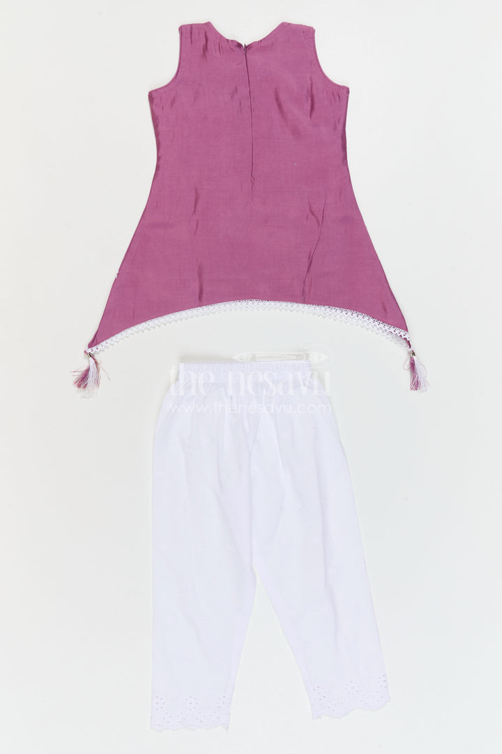 The Nesavu Girls Sharara / Plazo Set Girls Sharara Outfit for Festive Occasions and Traditional Wear Nesavu Nesavu Girls Crepe Cotton Sharara Outfit With Thread Embroidery For Festive Occasions And Comfortable Wear