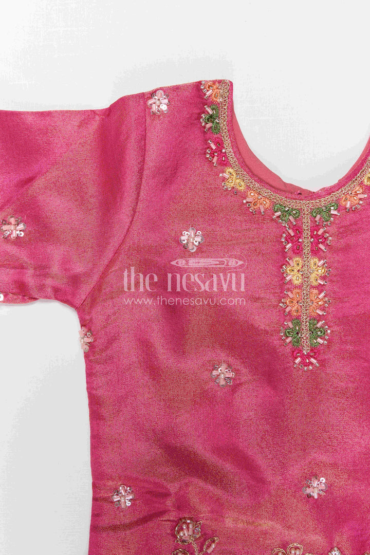 The Nesavu Girls Sharara / Plazo Set Girls Sharara Outfit for Weddings and Festive Celebrations Nesavu Nesavu Girls Sharara Outfit For Weddings With Viscose Silk And Designer Embroidery Festive Set