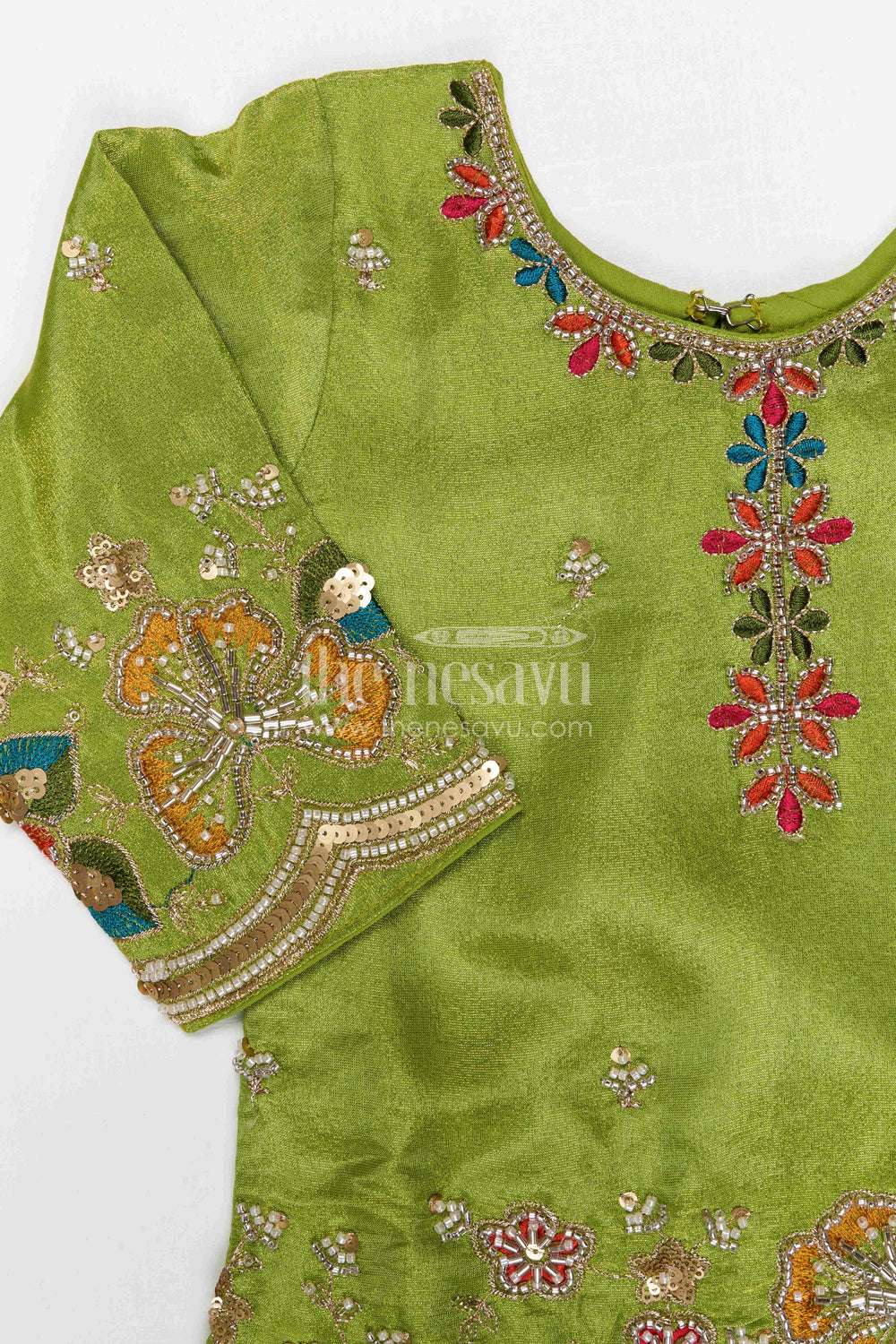 The Nesavu Girls Sharara / Plazo Set Girls Sharara Outfit for Weddings and Festive Family Functions Nesavu Nesavu girls festive sharara set for weddings celebrations viscose silk outfit with designer yoke