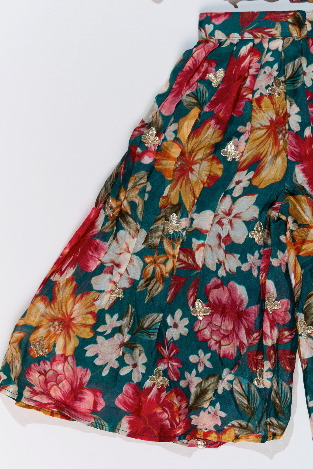 The Nesavu Girls Sharara / Plazo Set Girls Sharara Plazo Set in Floral Georgette with Foil Embroidery and Dupatta Nesavu Nesavu Girls Sharara Plazo Set Floral Georgette Print Foil Embroidery