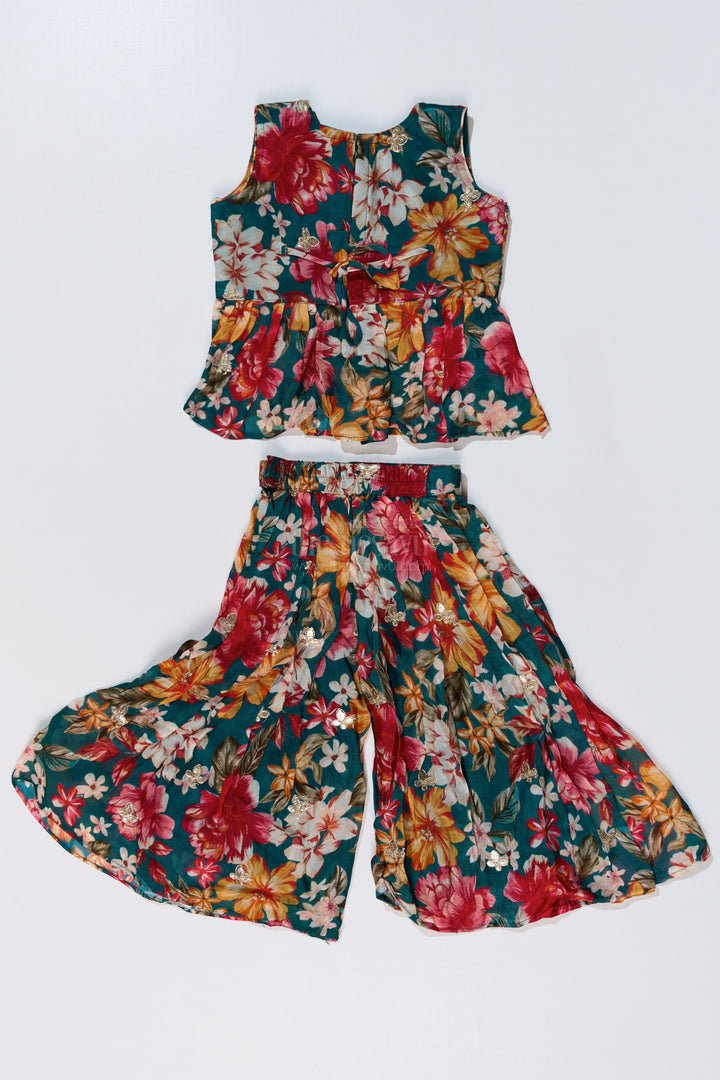 The Nesavu Girls Sharara / Plazo Set Girls Sharara Plazo Set in Floral Georgette with Foil Embroidery and Dupatta Nesavu Nesavu Girls Sharara Plazo Set Floral Georgette Print Foil Embroidery