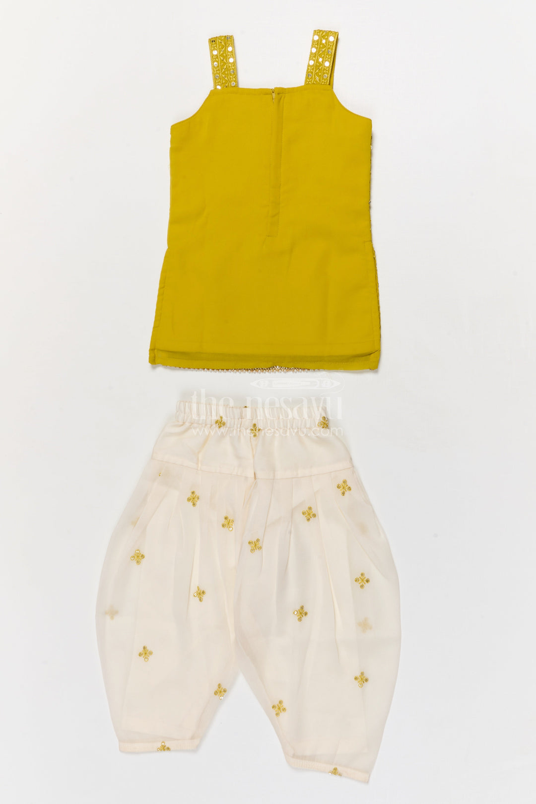 The Nesavu Girls Sharara / Plazo Set Girls Sharara Set for Birthdays and Ethnic Celebrations Nesavu Nesavu girls georgette sharara set with sequin embroidery for birthdays and festive occasions