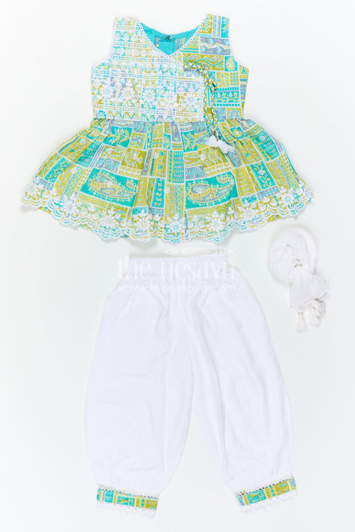 The Nesavu Girls Sharara / Plazo Set Girls Sharara Set for Casual Festive Wear and Outings Nesavu Nesavu Girls Cotton Sharara Set With Digital Print For Casual Festive Wear And Daily Comfort Outfit