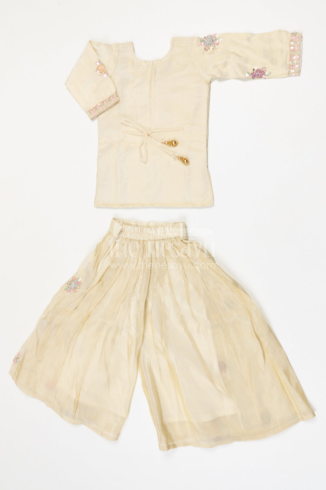 The Nesavu Girls Sharara / Plazo Set Girls Sharara Set for Diwali and Celebrations Nesavu Nesavu girls sharara set for weddings and festive celebrations viscose silk outfit with designer embroidery