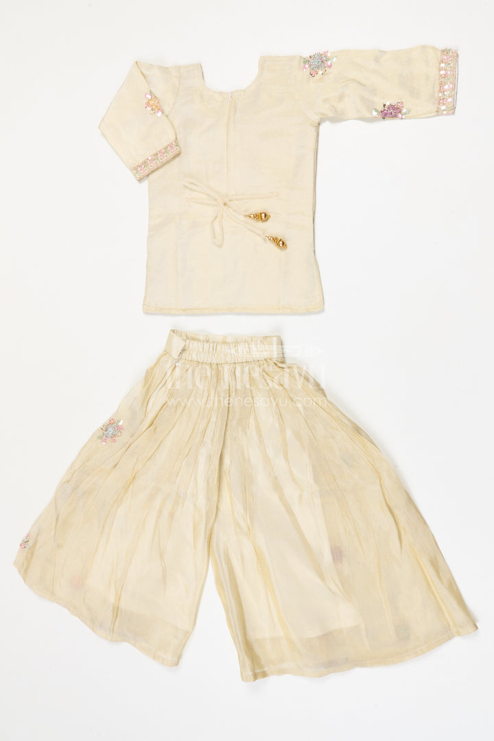 The Nesavu Girls Sharara / Plazo Set Girls Sharara Set for Diwali and Celebrations Nesavu Nesavu girls sharara set for weddings and festive celebrations viscose silk outfit with designer embroidery