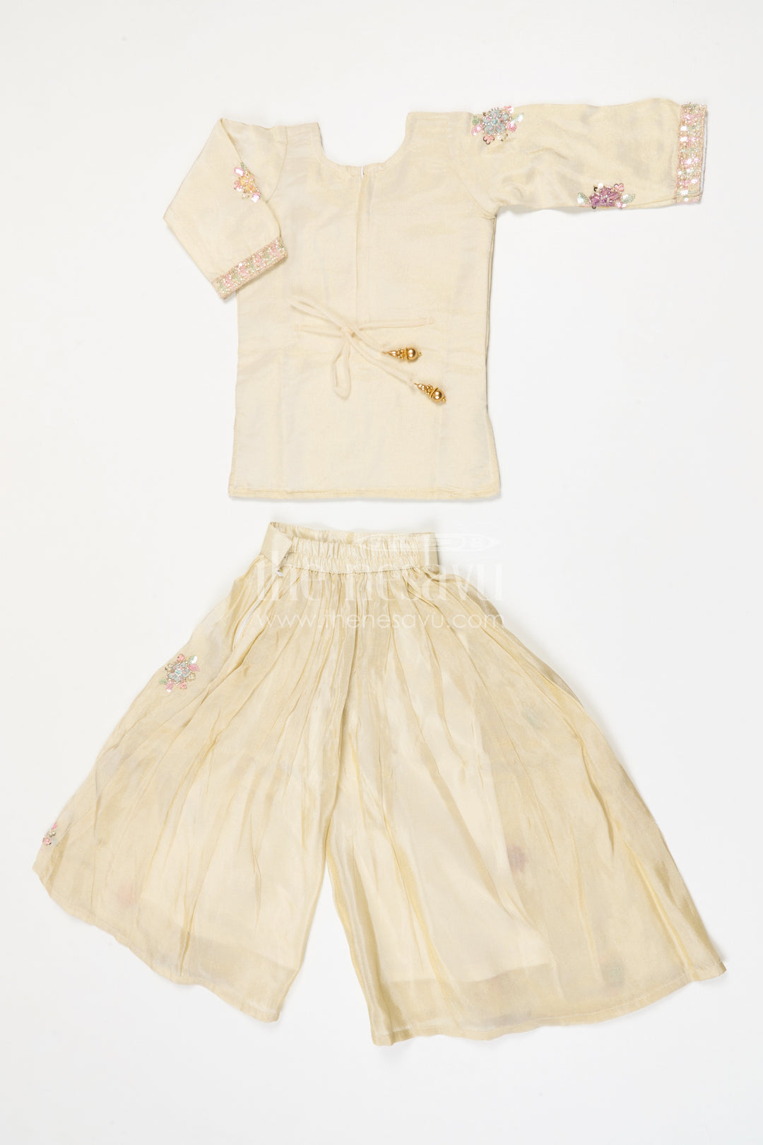 The Nesavu Girls Sharara / Plazo Set Girls Sharara Set for Diwali and Celebrations Nesavu Nesavu girls sharara set for weddings and festive celebrations viscose silk outfit with designer embroidery