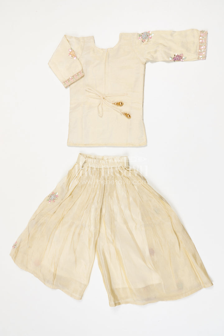 The Nesavu Girls Sharara / Plazo Set Girls Sharara Set for Diwali and Celebrations Nesavu Nesavu girls sharara set for weddings and festive celebrations viscose silk outfit with designer embroidery