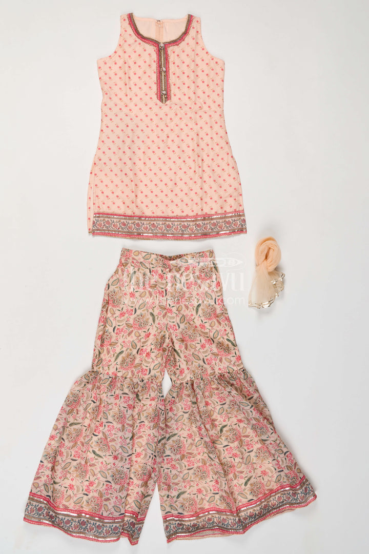 The Nesavu Girls Sharara / Plazo Set Girls Sharara Set for Family Gatherings and Festive Outings Nesavu Nesavu Girls Sharara Set For Festive Outings With Georgette Digital Print And Comfortable Flared Design