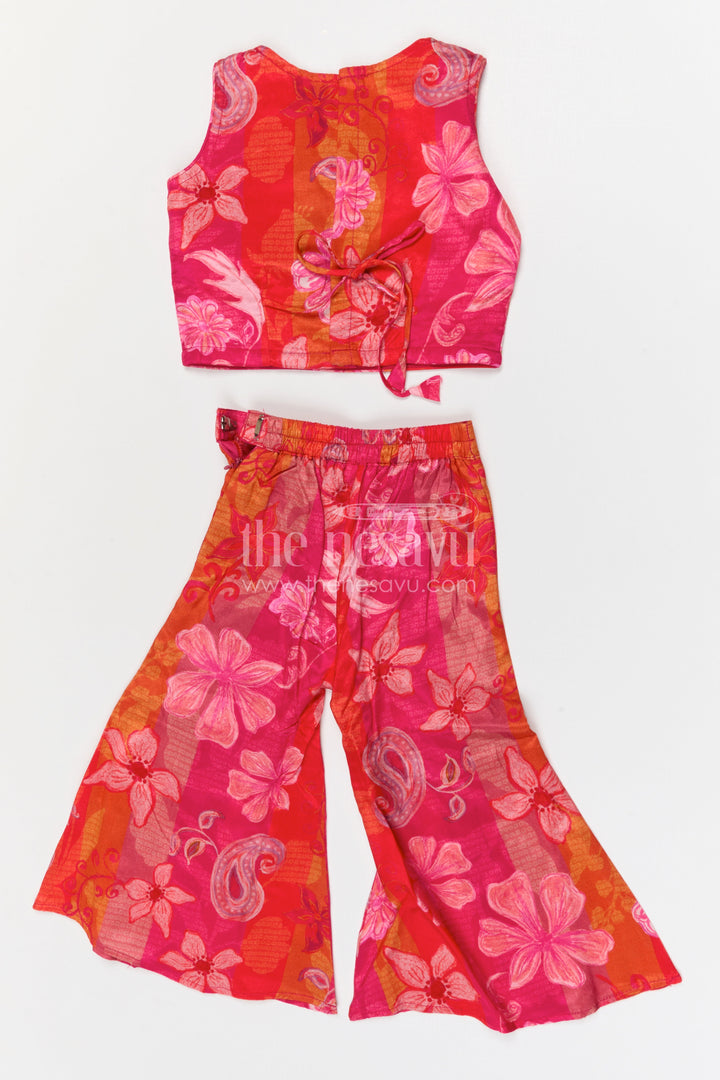 The Nesavu Girls Sharara / Plazo Set Girls Sharara Set for Festival Occasions Nesavu Nesavu girls georgette sharara set for weddings and festive occasions with digital print design