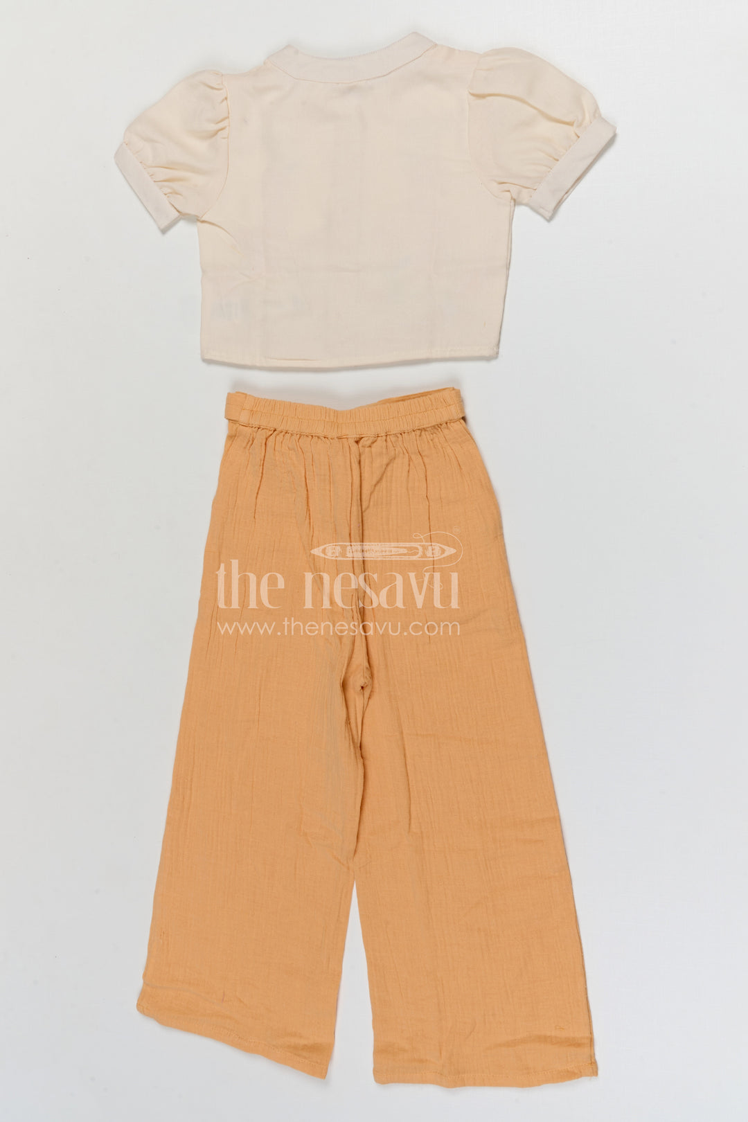 The Nesavu Girls Sharara / Plazo Set Girls Sharara Set for Festive Celebrations and Ethnic Wear Nesavu Nesavu girls muslin cotton sharara set with thread embroidery for festive celebrations and ethnic wear