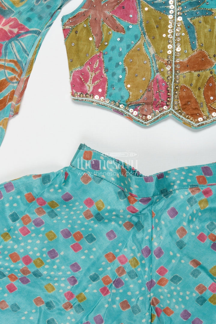 The Nesavu Girls Sharara / Plazo Set Girls Sharara Set for Festive Celebrations and Family Occasions Nesavu Nesavu girls sharara set with digital print in georgette for festivals and weddings