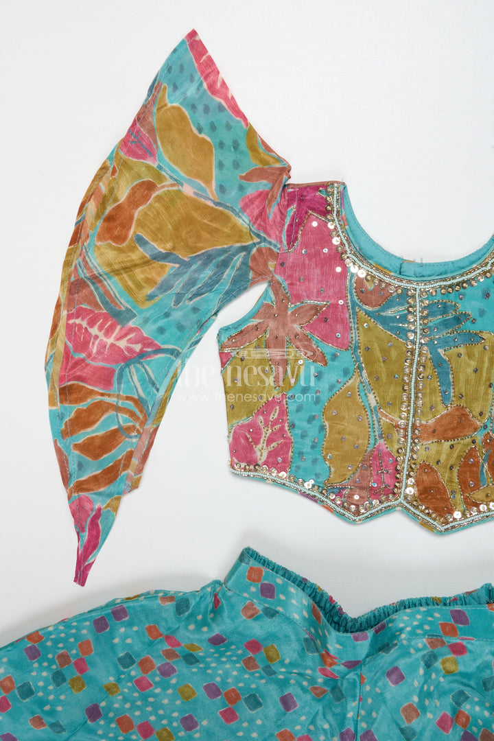 The Nesavu Girls Sharara / Plazo Set Girls Sharara Set for Festive Celebrations and Family Occasions Nesavu Nesavu girls sharara set with digital print in georgette for festivals and weddings