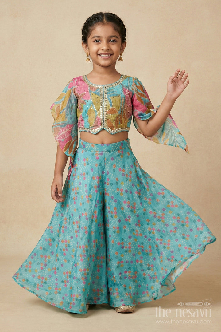 The Nesavu Girls Sharara / Plazo Set Girls Sharara Set for Festive Celebrations and Family Occasions Nesavu Nesavu girls sharara set with digital print in georgette for festivals and weddings