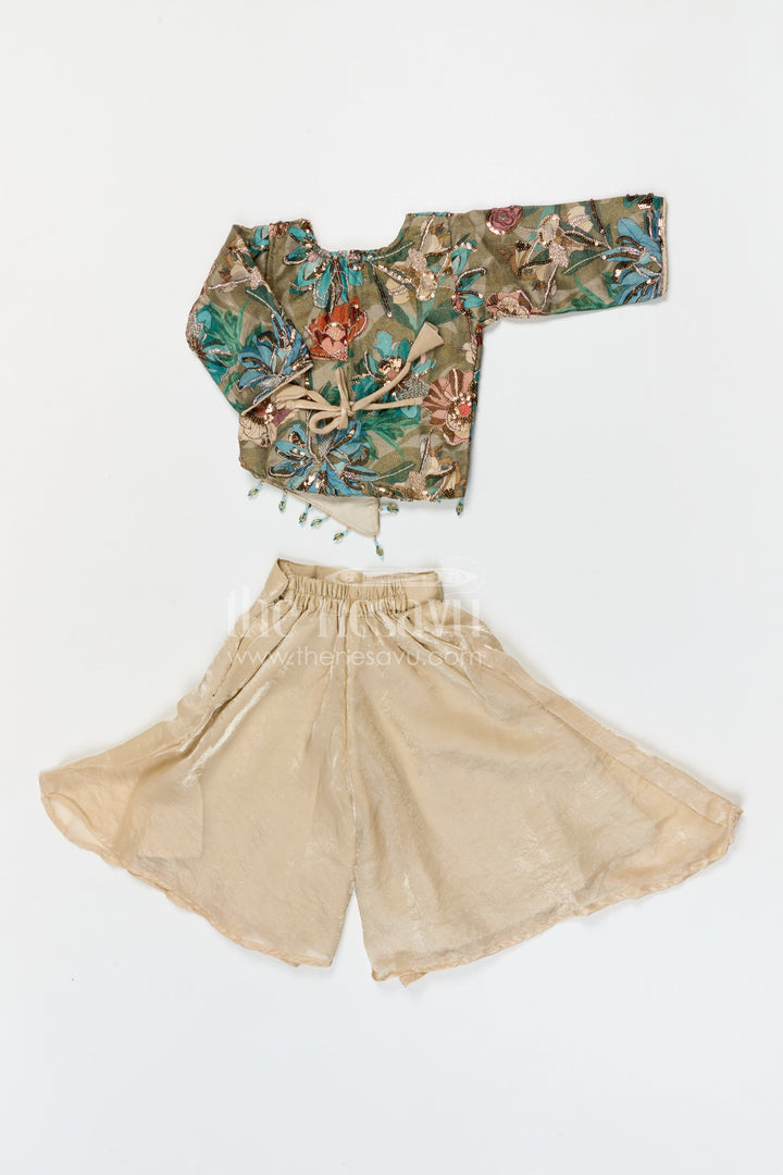 The Nesavu Girls Sharara / Plazo Set Girls Sharara Set for Festive Celebrations and Party Celebrations Nesavu Nesavu girls sharara set for festive celebrations and weddings with embroidered designer yoke