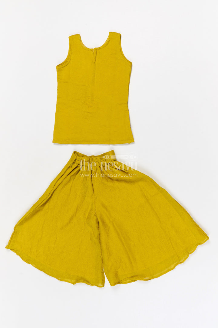 The Nesavu Girls Sharara / Plazo Set Girls Sharara Set for Festive Celebrations and Wedding Functions Nesavu Nesavu girls crushed georgette sharara set for weddings and festive celebrations with designer yoke