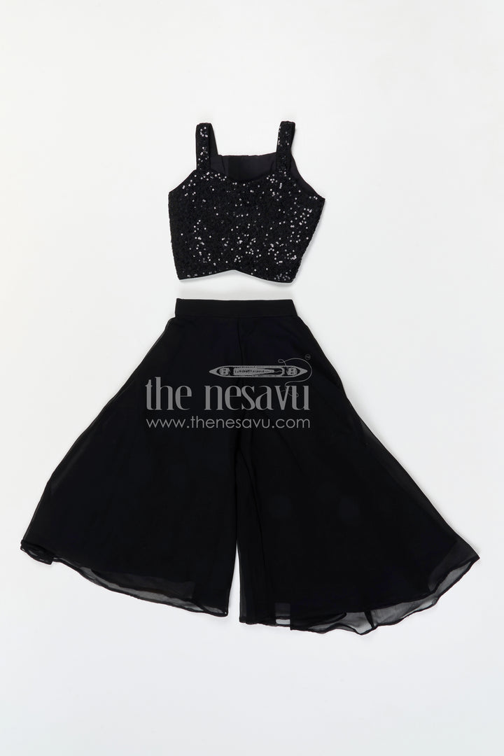 The Nesavu Girls Sharara / Plazo Set Girls Sharara Set for Festive Celebrations and Wedding Occasions Nesavu Nesavu girls georgette sharara set with designer embroidery jacket for festive and wedding occasions