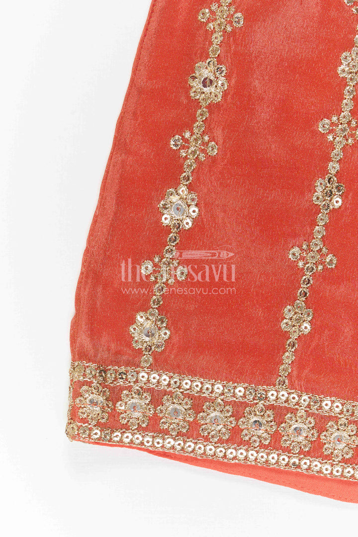 The Nesavu Girls Sharara / Plazo Set Girls Sharara Set for Festive Celebrations and Weddings Nesavu Nesavu Girls Sharara Set With Designer Embroidery And Dupatta For Festive Celebrations