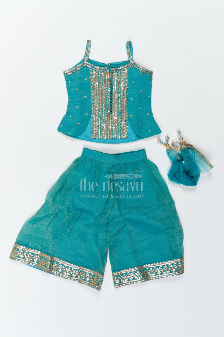 The Nesavu Girls Sharara / Plazo Set Girls Sharara Set for Festive Ceremonies and Wedding Celebrations Nesavu Nesavu Girls Viscose Silk Sharara Set For Festive Ceremonies Wedding Celebrations And Cultural Functions