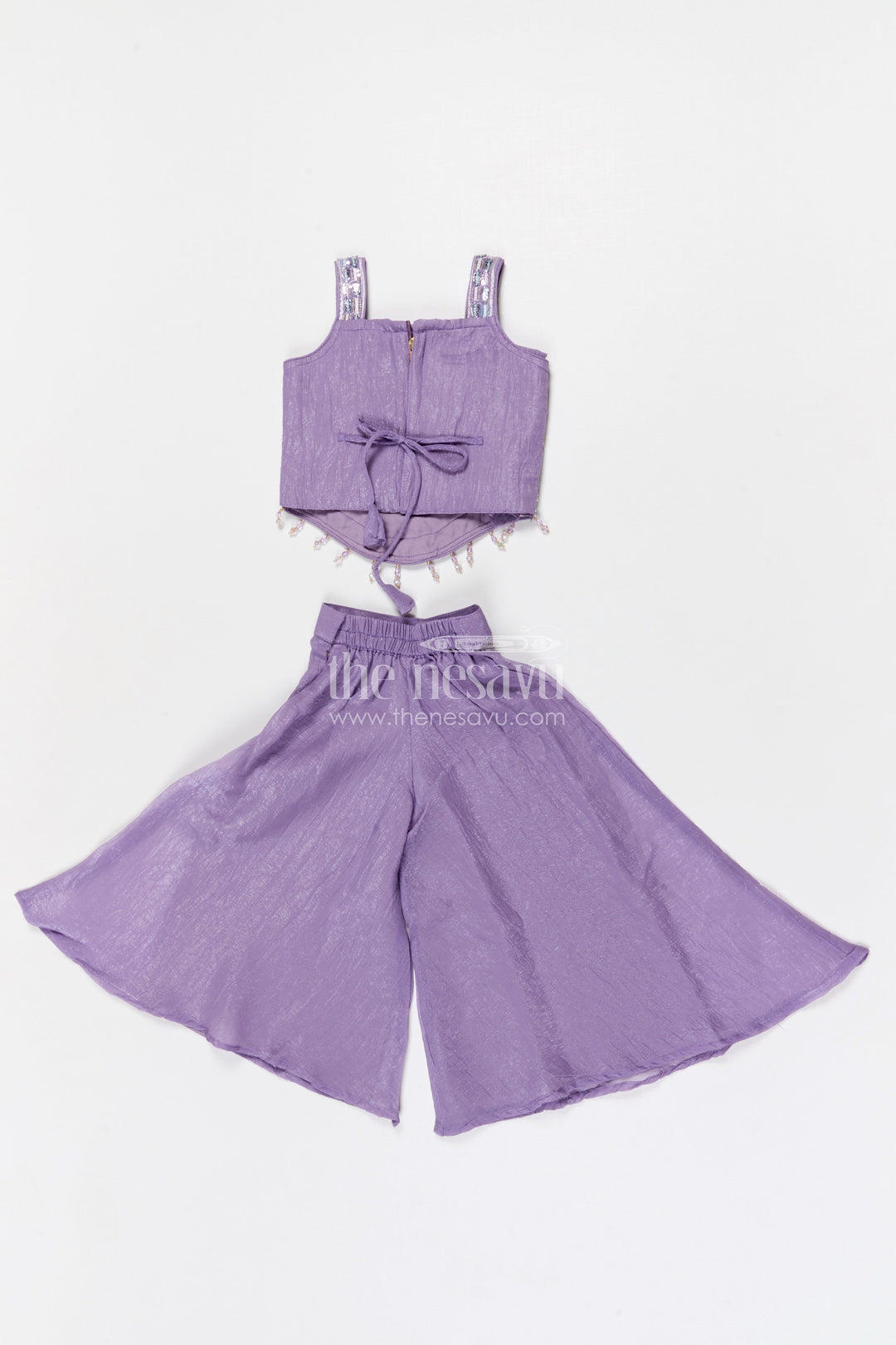 The Nesavu Girls Sharara / Plazo Set Girls Sharara Set for Festive Functions and Family Gatherings Nesavu Nesavu girls tissue organza sharara set with designer embroidery for festive wear