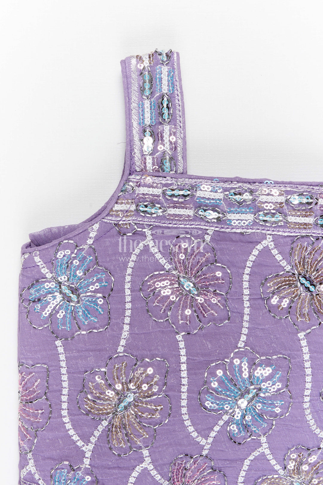 The Nesavu Girls Sharara / Plazo Set Girls Sharara Set for Festive Functions and Family Gatherings Nesavu Nesavu girls tissue organza sharara set with designer embroidery for festive wear