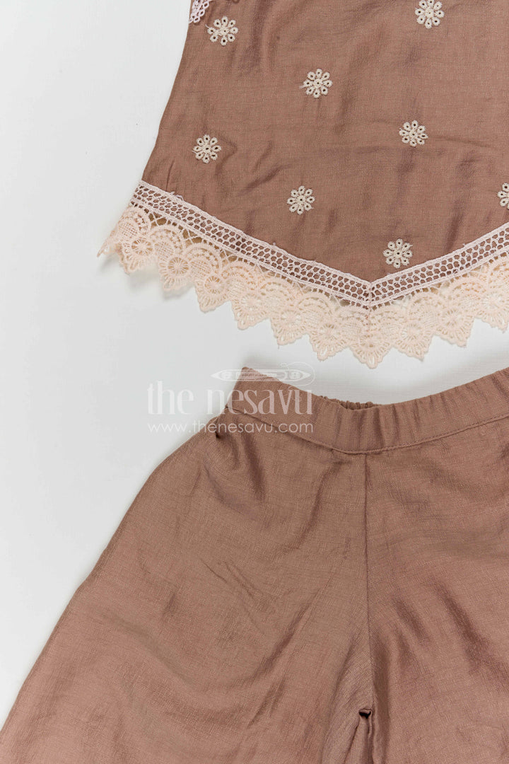 The Nesavu Girls Sharara / Plazo Set Girls Sharara Set for Festive Gatherings and Family Celebrations Nesavu Nesavu girls textured viscose rayon sharara set for festive celebrations and weddings