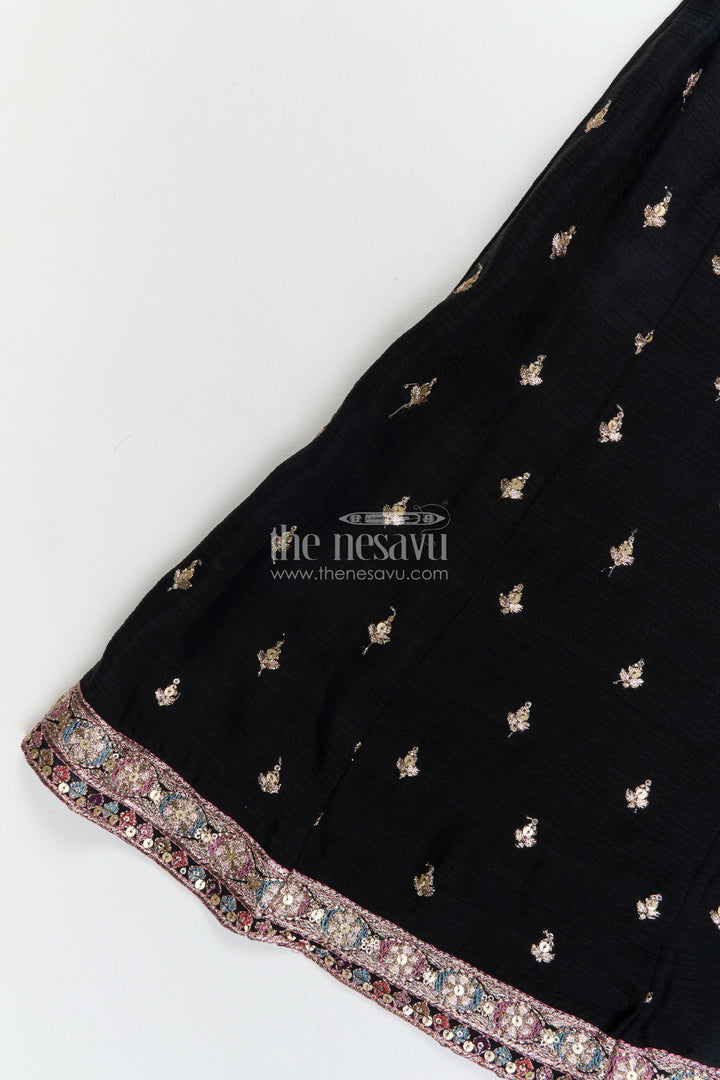 The Nesavu Girls Sharara / Plazo Set Girls Sharara Set for Festive Occasions and Cultural Events Nesavu Nesavu girls georgette sharara set with straight-cut top for weddings and festive functions