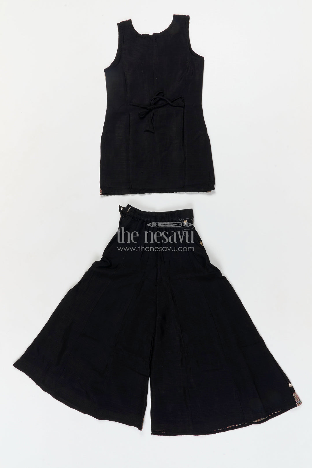 The Nesavu Girls Sharara / Plazo Set Girls Sharara Set for Festive Occasions and Cultural Events Nesavu Nesavu girls georgette sharara set with straight-cut top for weddings and festive functions