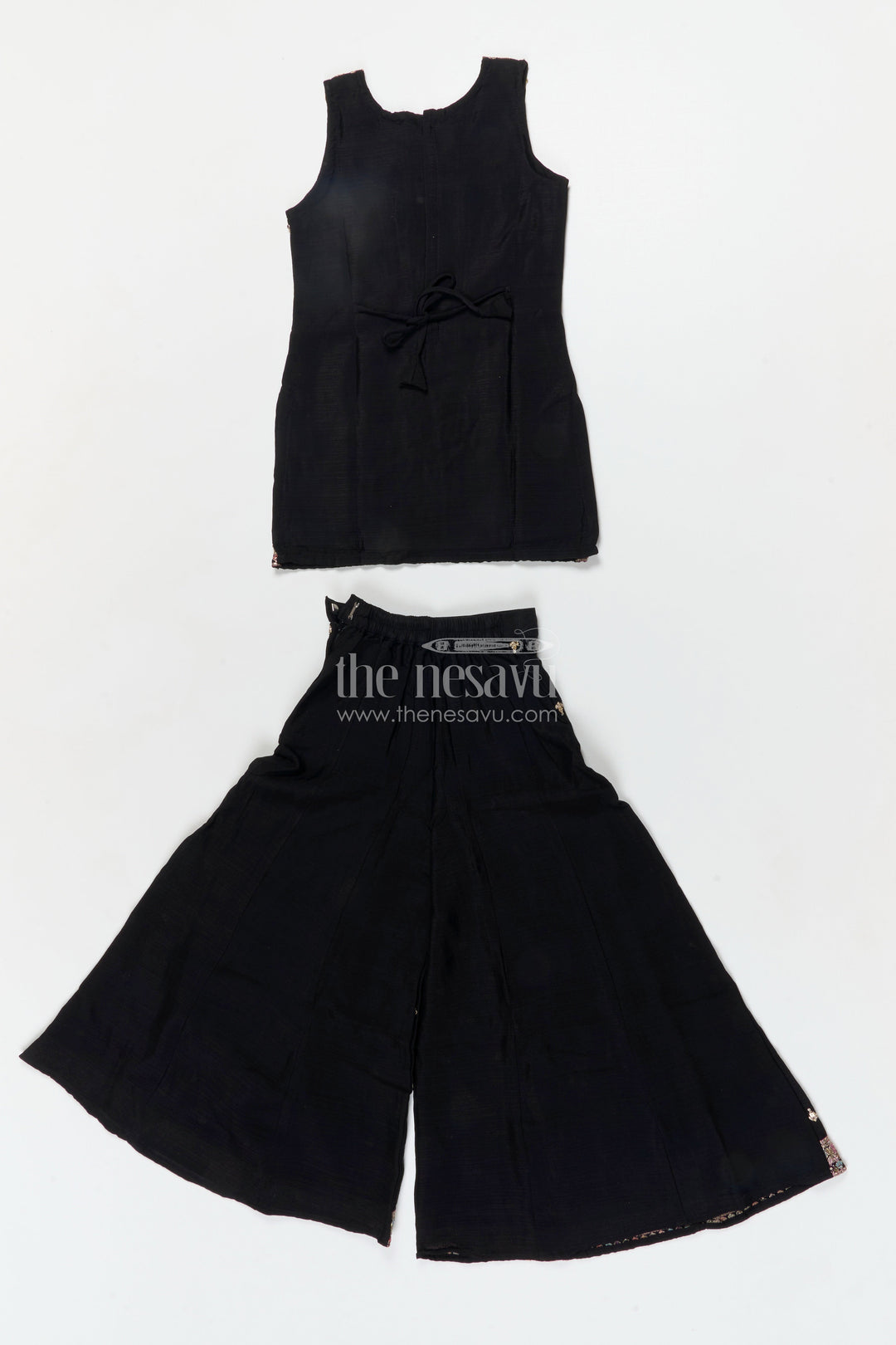 The Nesavu Girls Sharara / Plazo Set Girls Sharara Set for Festive Occasions and Cultural Events Nesavu Nesavu girls georgette sharara set with straight-cut top for weddings and festive functions