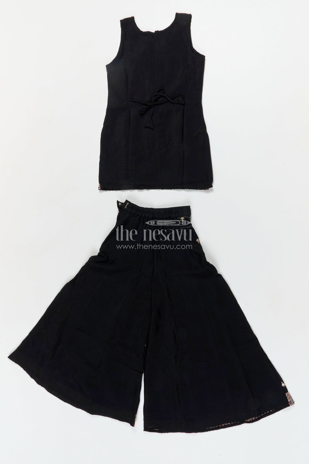 The Nesavu Girls Sharara / Plazo Set Girls Sharara Set for Festive Occasions and Cultural Events Nesavu Nesavu girls georgette sharara set with straight-cut top for weddings and festive functions