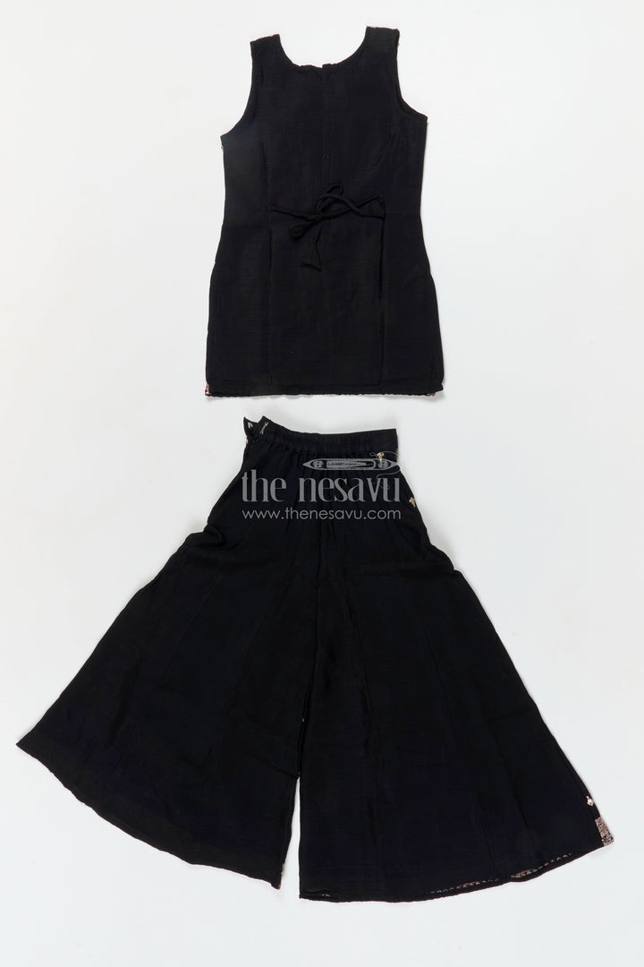 The Nesavu Girls Sharara / Plazo Set Girls Sharara Set for Festive Occasions and Cultural Events Nesavu Nesavu girls georgette sharara set with straight-cut top for weddings and festive functions