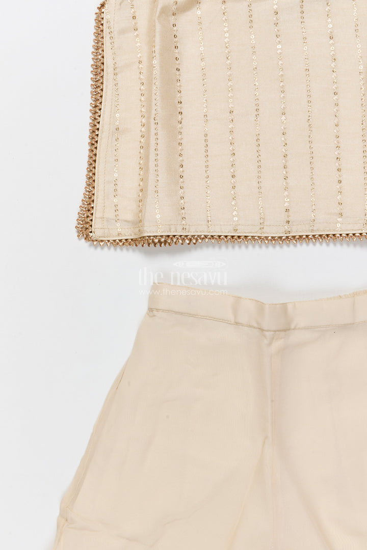 The Nesavu Girls Sharara / Plazo Set Girls Sharara Set for Festive Occasions and Cultural Events Nesavu Nesavu sharara set girls embroidered yoke festive cultural celebrations